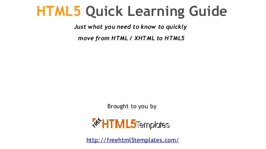  HTML5 Quick Learning Guide