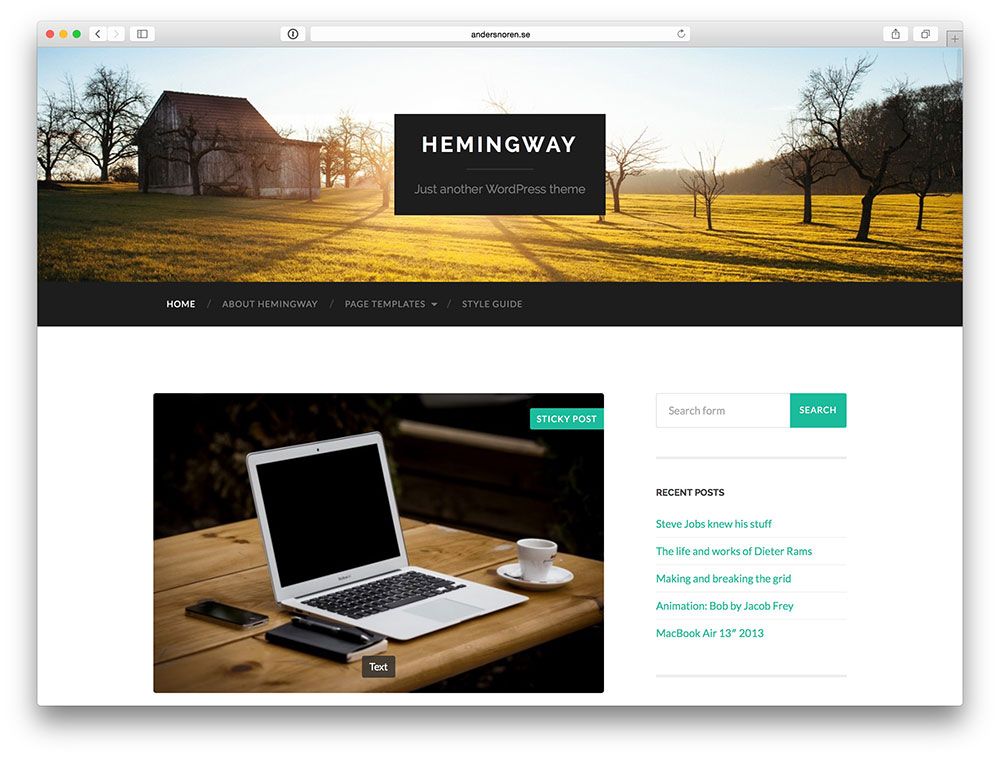 hemingway blog theme