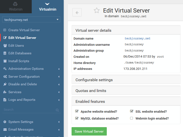 Enable SSL in Virtualmin