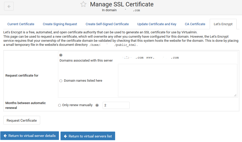 Request Let's Encrypt SSL Cert
