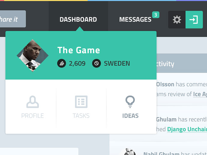 Dashboard Dropdown (flat)
